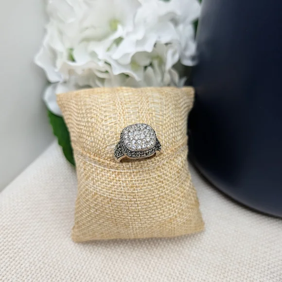 Vintage Sterling Silver 925 CZ Crystal Marcasite Stone Signet Ring Size 5.75 - Picture 2 of 16